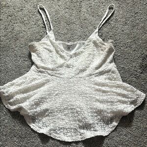 Garage cream crop laced top